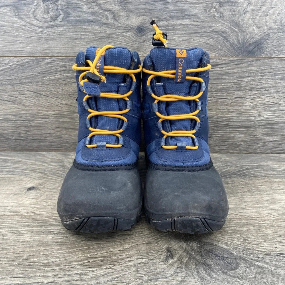 Columbia Snow Boots Kids Size 13 Navy Blue Waterproof Bungee Lace BC1322-478